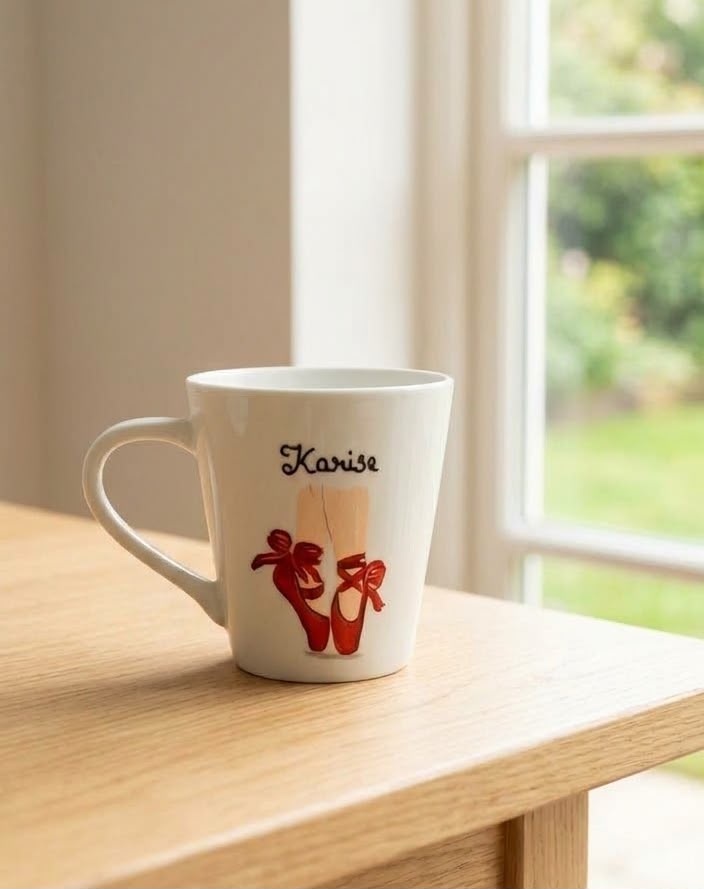 Caneca de Porcelana Personalizada com Sapatilhas de Ballet - Riskos e Rabiskos