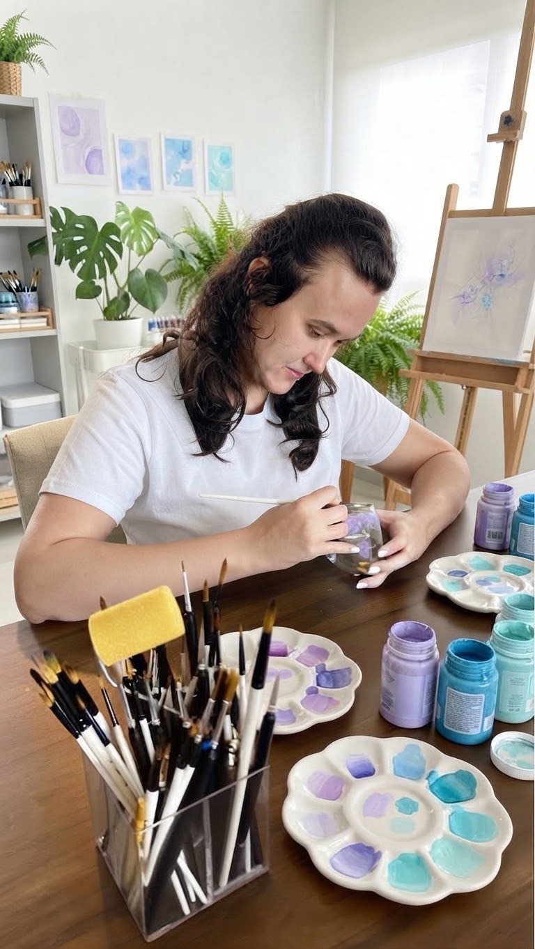 Priscila Just na Oficina de Aquarela